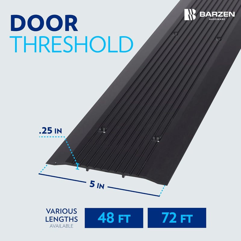Barzen Aluminum Door Threshold Strip - Exterior Door Threshold for Doorways & Commercial Door Sill - ADA Wheelchair Compliance - Black Anodize - 5" Wide x 72" Long - Image 3